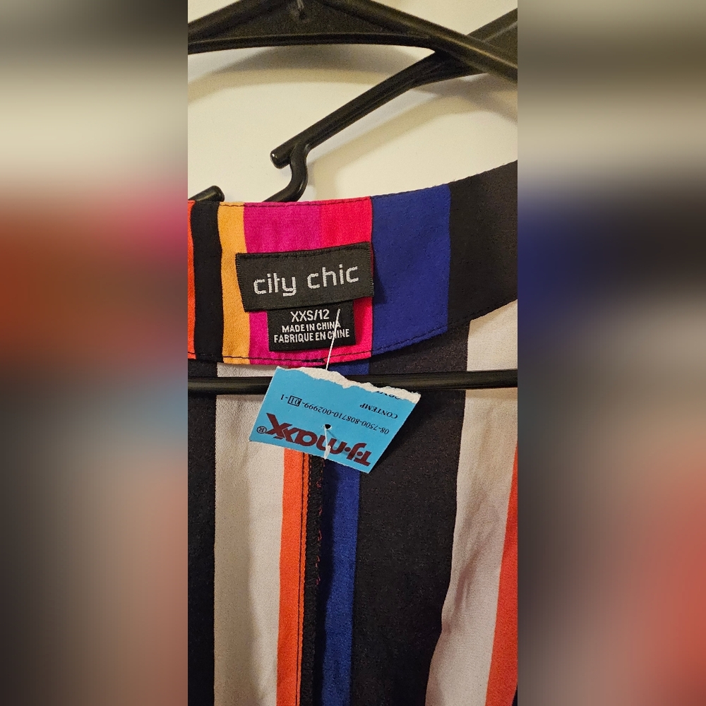 NWT! City Chic Eliana Colorful Striped Wrap Tunic - Size 12 - Picture 2 of 6